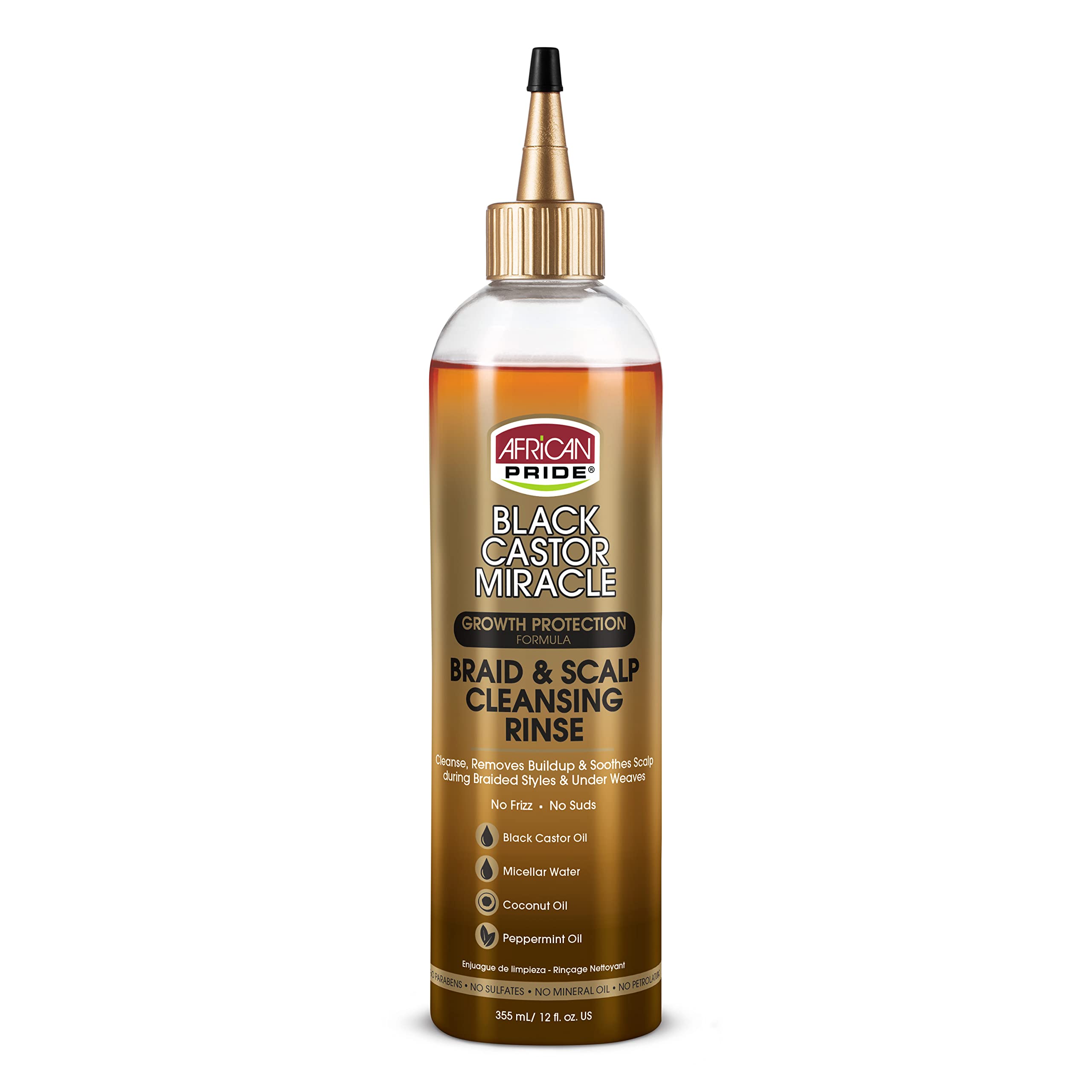 African Pride Milagro de Ricino Negro: bote aplicado en trenzas para limpieza suave