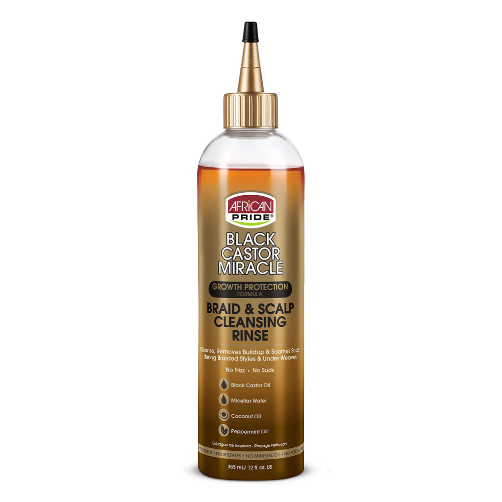 African Pride Milagro de Ricino Negro: bote aplicado en trenzas para limpieza suave