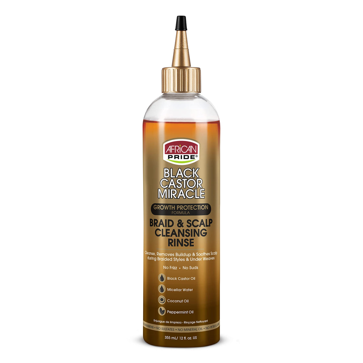 African Pride Milagro de Ricino Negro: bote aplicado en trenzas para limpieza suave