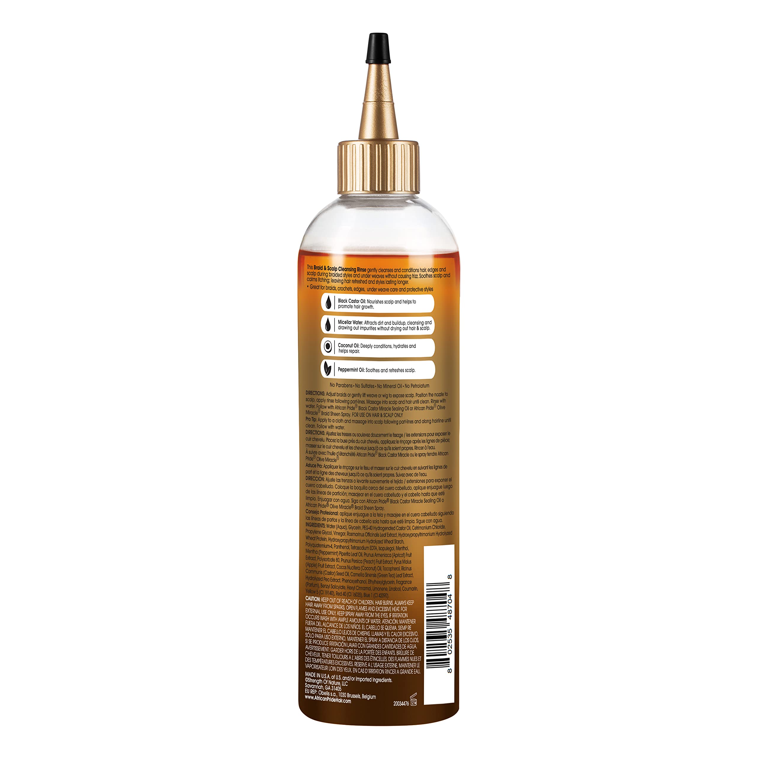 African Pride Milagro de Ricino Negro: cabelludo calmado durante el lavado con aroma refrescante