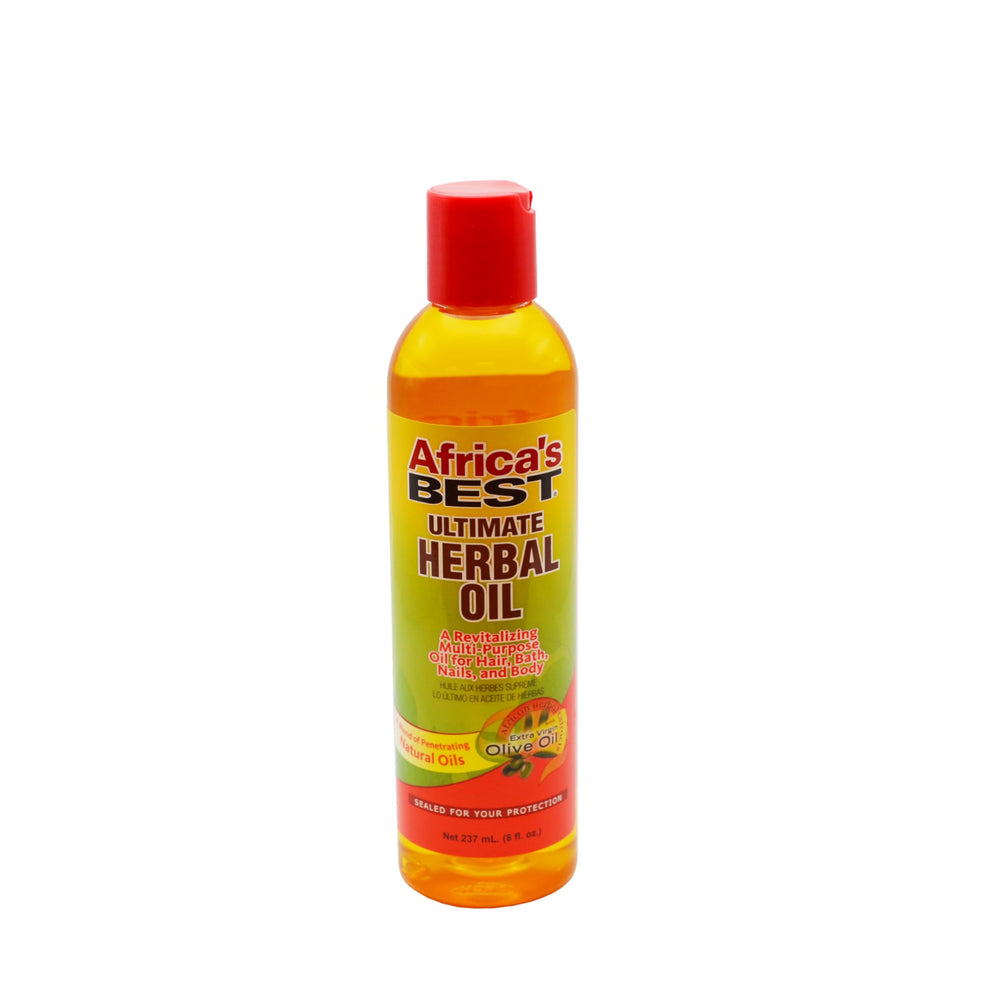 Africa's Best Aceite Herbal Supremo, botella vertido, ideal para cabello y cuero cabelludo.