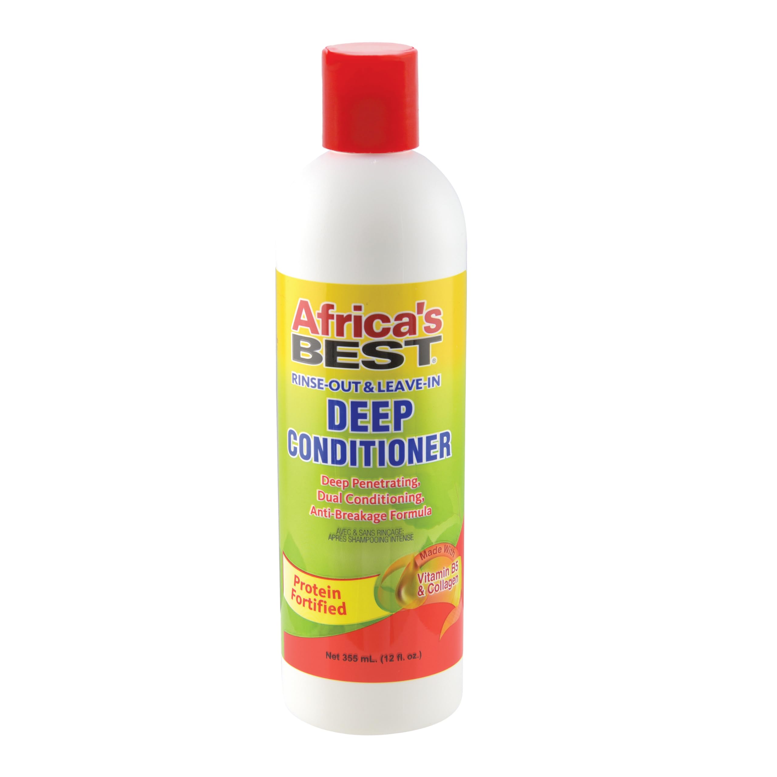 Africa's Best Condicionador enjuague 12oz frente de la botella con cuerpo