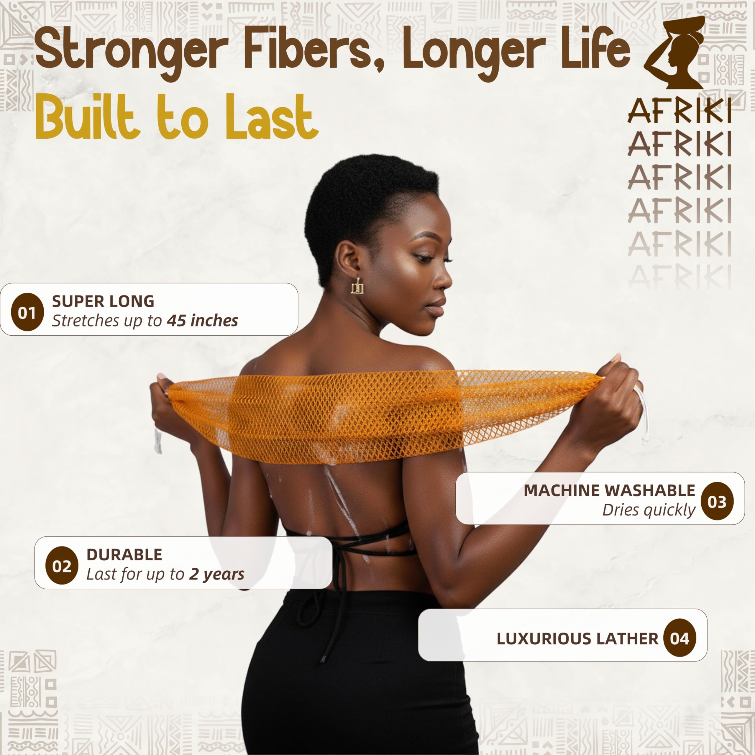 AFRIKI esponja de red exfoliante, nylon duradero para uso prolongado