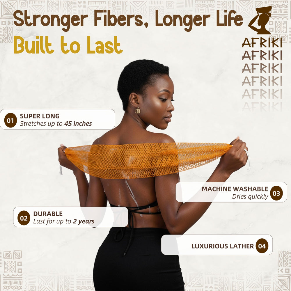 AFRIKI esponja de red exfoliante, nylon duradero para uso prolongado