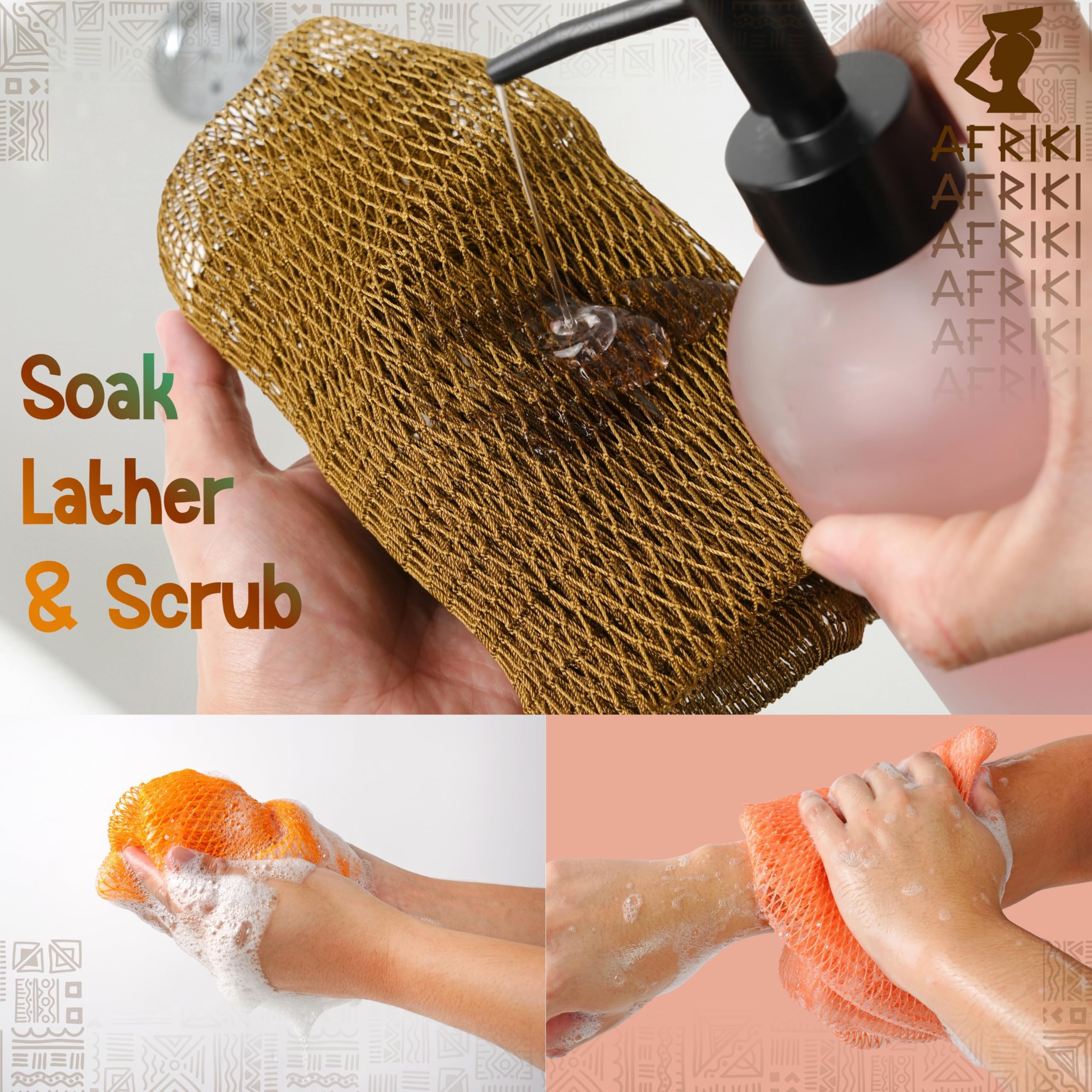 AFRIKI esponja de red exfoliante, regalo ideal de lujo para cuidado personal
