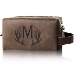 Aganmi bolsa de aseo para hombre, vista frontal, ideal para organizar productos de viaje.