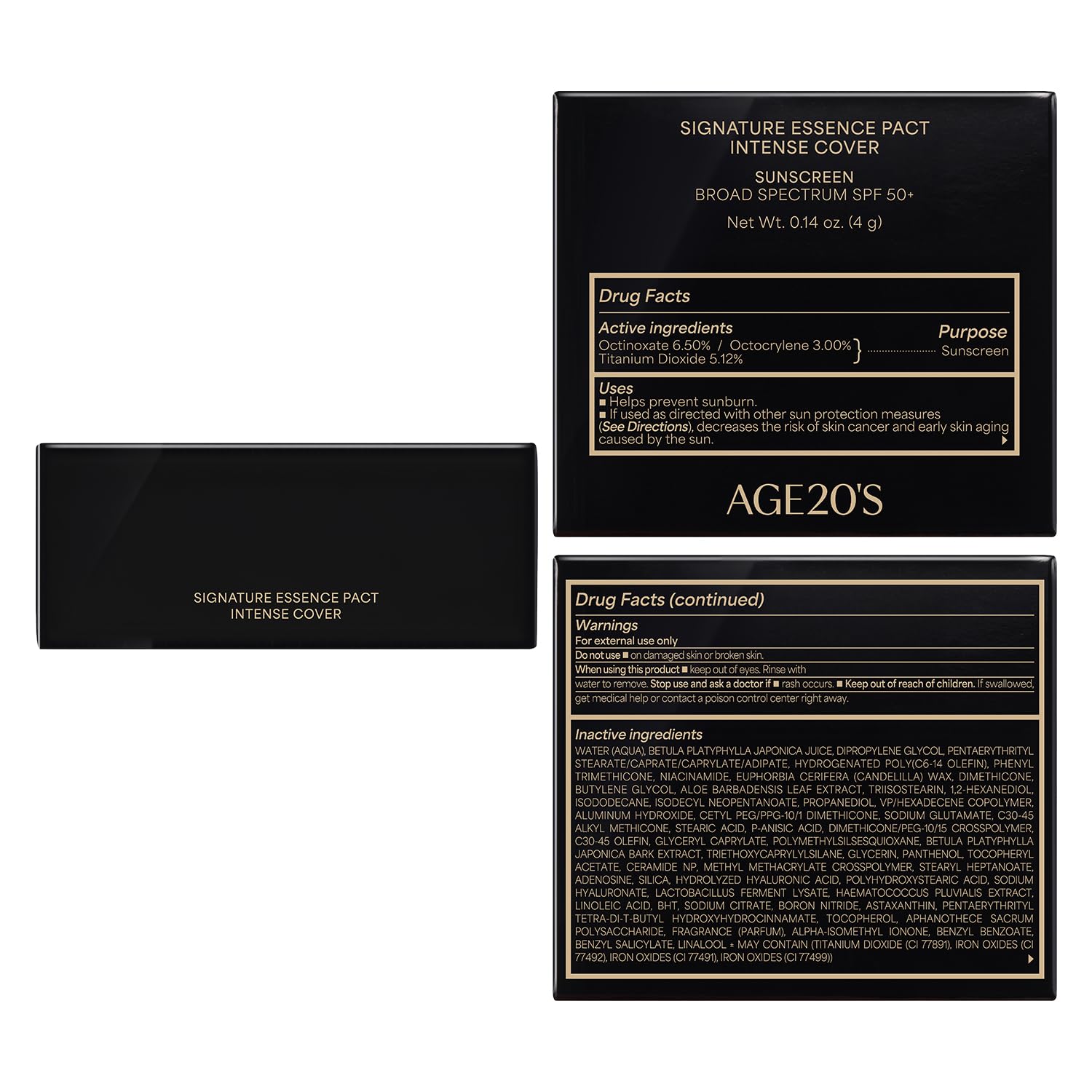 AGE 20's Signature Essence Pact latte triple corrige color y ofrece cobertura ajustable.