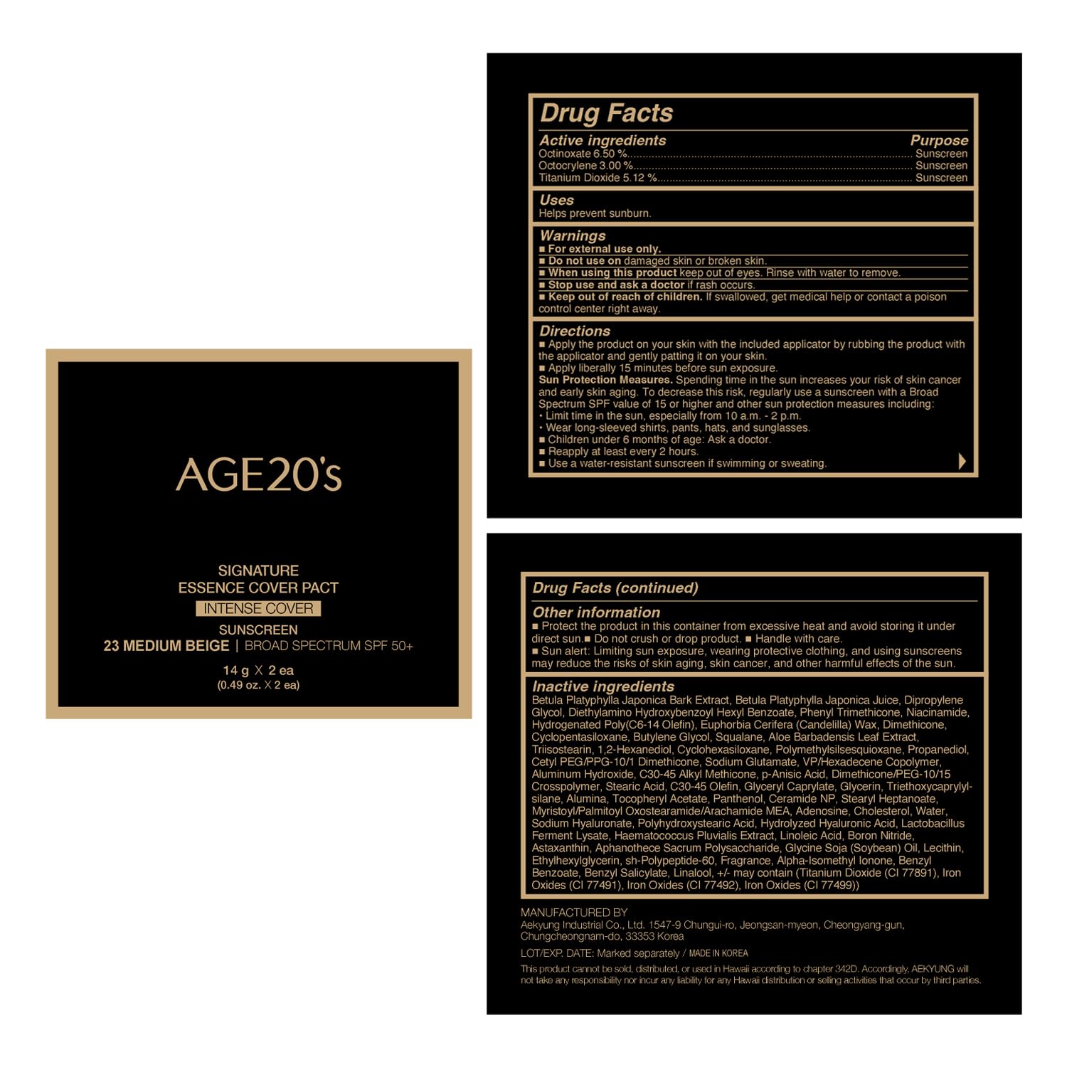 Paquete de dos AGE 20's Signature Essence Pact SPF50+ base en esponja.