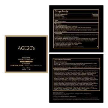 Paquete de dos AGE 20's Signature Essence Pact SPF50+ base en esponja.
