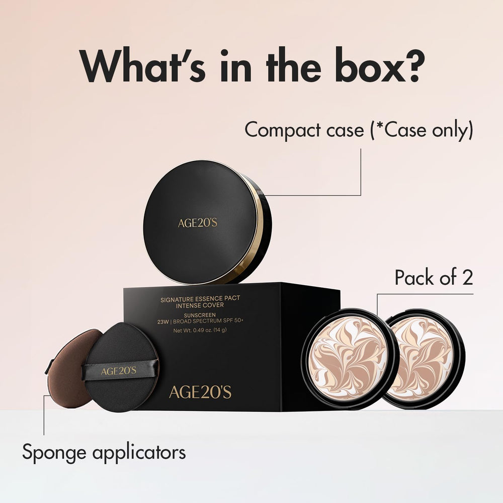 AGE 20'S Signature Essence Pact SPF50+ ofrece protección solar en tono vainilla.