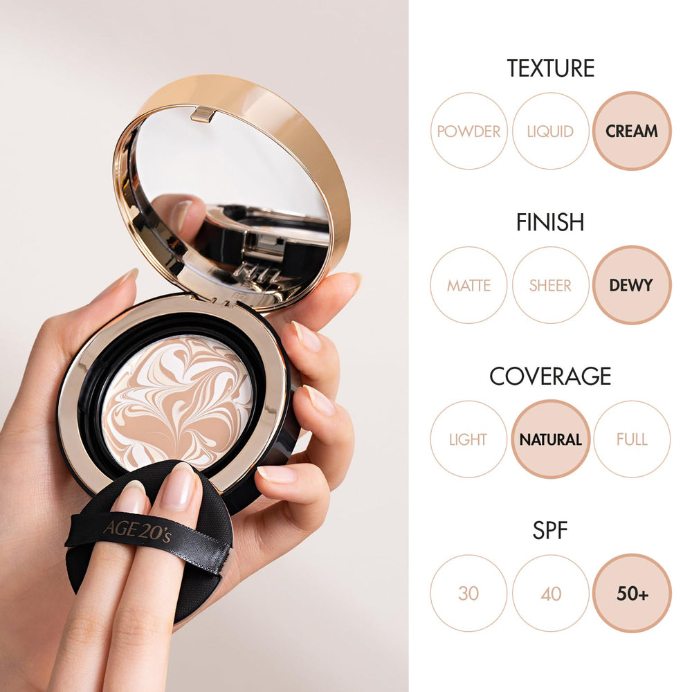 Tono 23 Beige Medio de AGE 20's Signature Essence Pact SPF50+ para piel media.