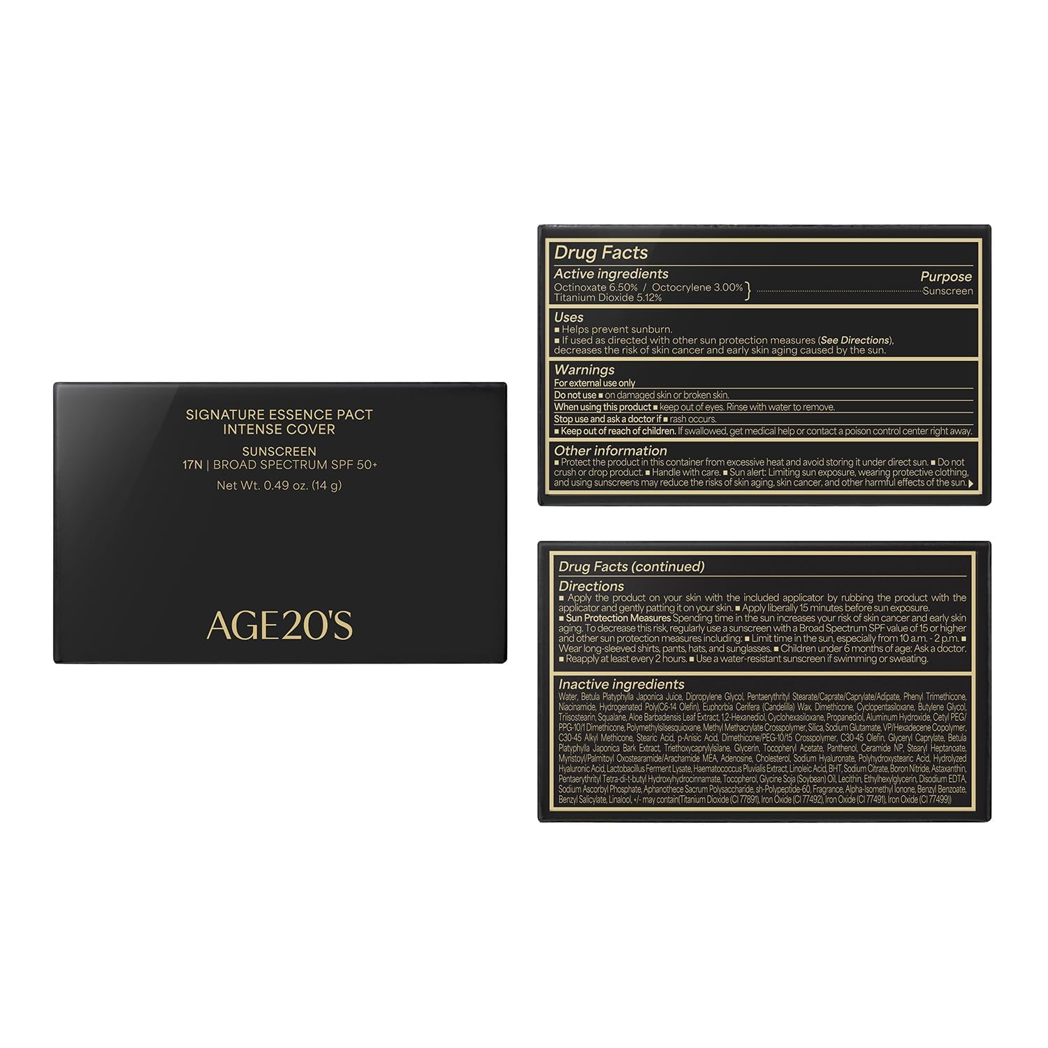 AGE 20's Signature Essence Pact SPF50+ aplicación fácil con puff incluido.