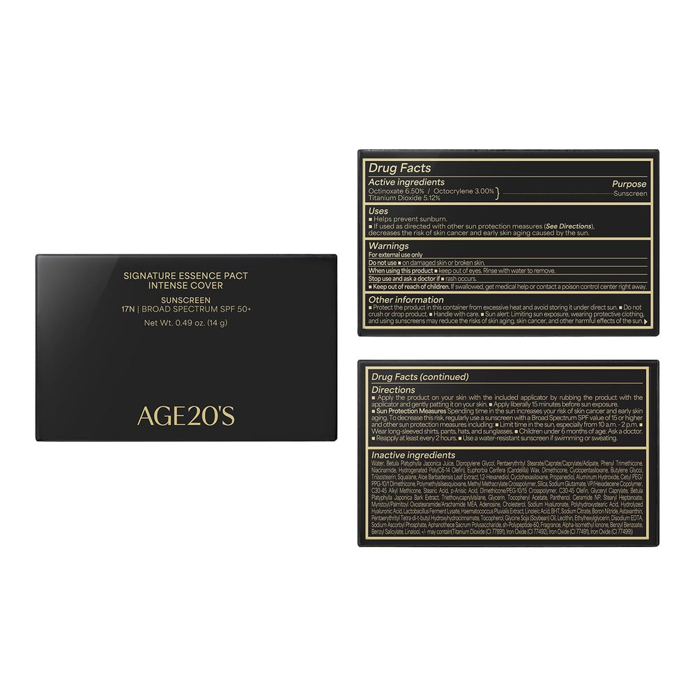 AGE 20's Signature Essence Pact SPF50+ aplicación fácil con puff incluido.