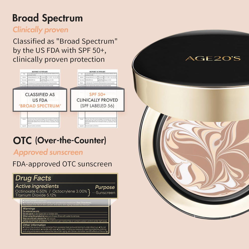 AGE 20's Signature Essence Pact SPF50+ latte-trio para corrección de color y luminosidad.