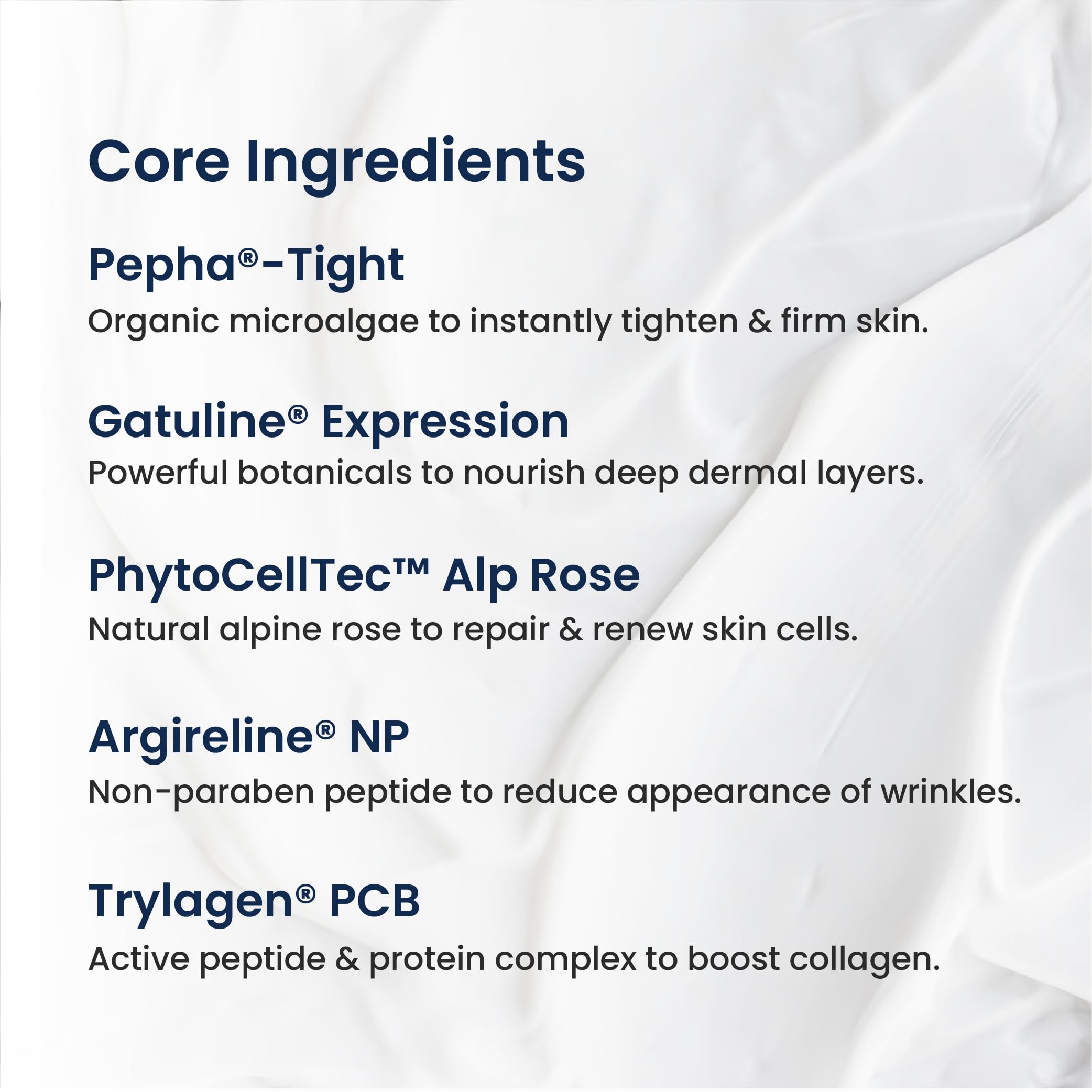 Ingredientes clave de Agelyss: Pepha-Tight y Argireline para cuidado del contorno