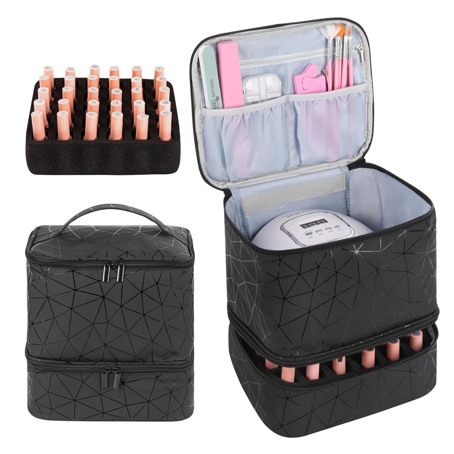 AGX Bravo organizador de esmaltes con doble capa, ideal para 30 botellas.