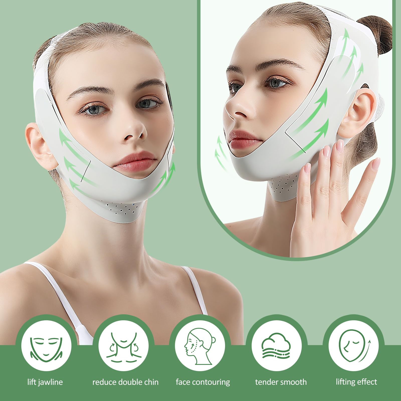 AH AEHIBO mascara en V barbilla muestra definicion sutil para contorno facial.