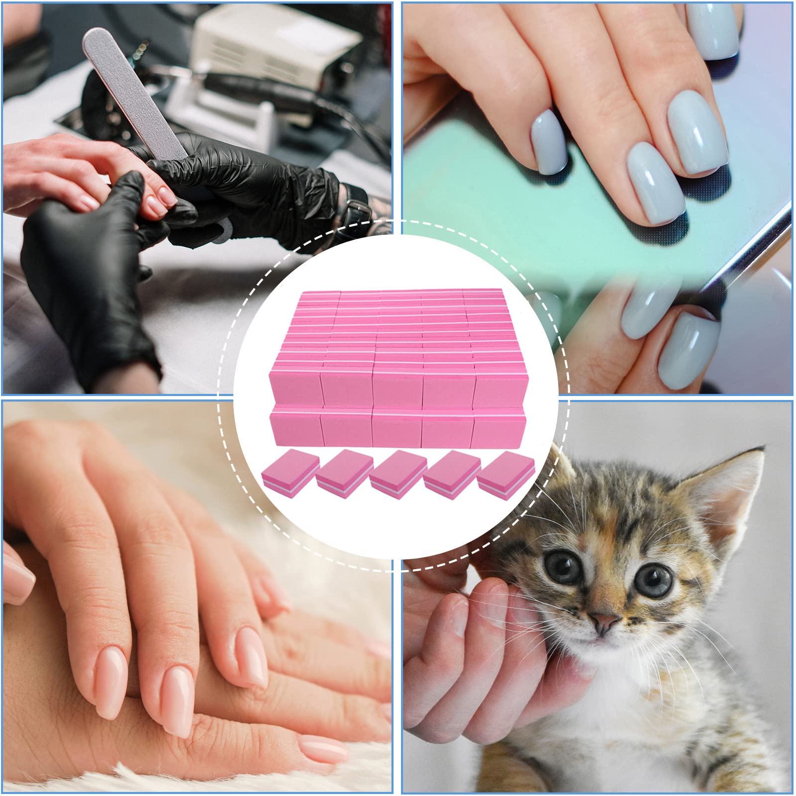 AhaTopia buffer rosa intenso, atractivo y funcional para manicura.