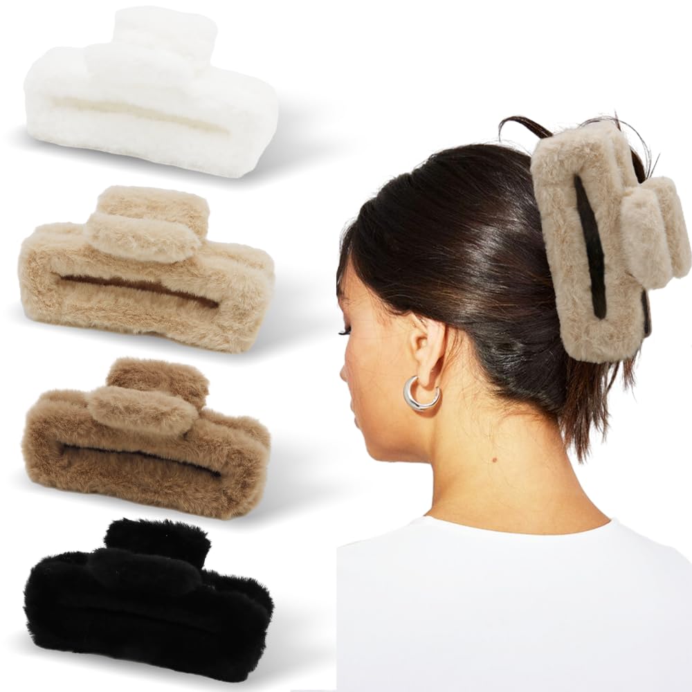 AHONEY clip pelo esponjoso de 5 pulgadas ofrece sujeción suave para cabello grueso
