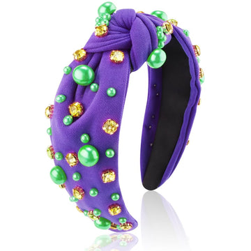 Diadema AHONEY Mardi Gras con joyas y perlas, ideal para looks festivos.