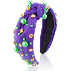 Diadema AHONEY Mardi Gras con joyas y perlas, ideal para looks festivos.