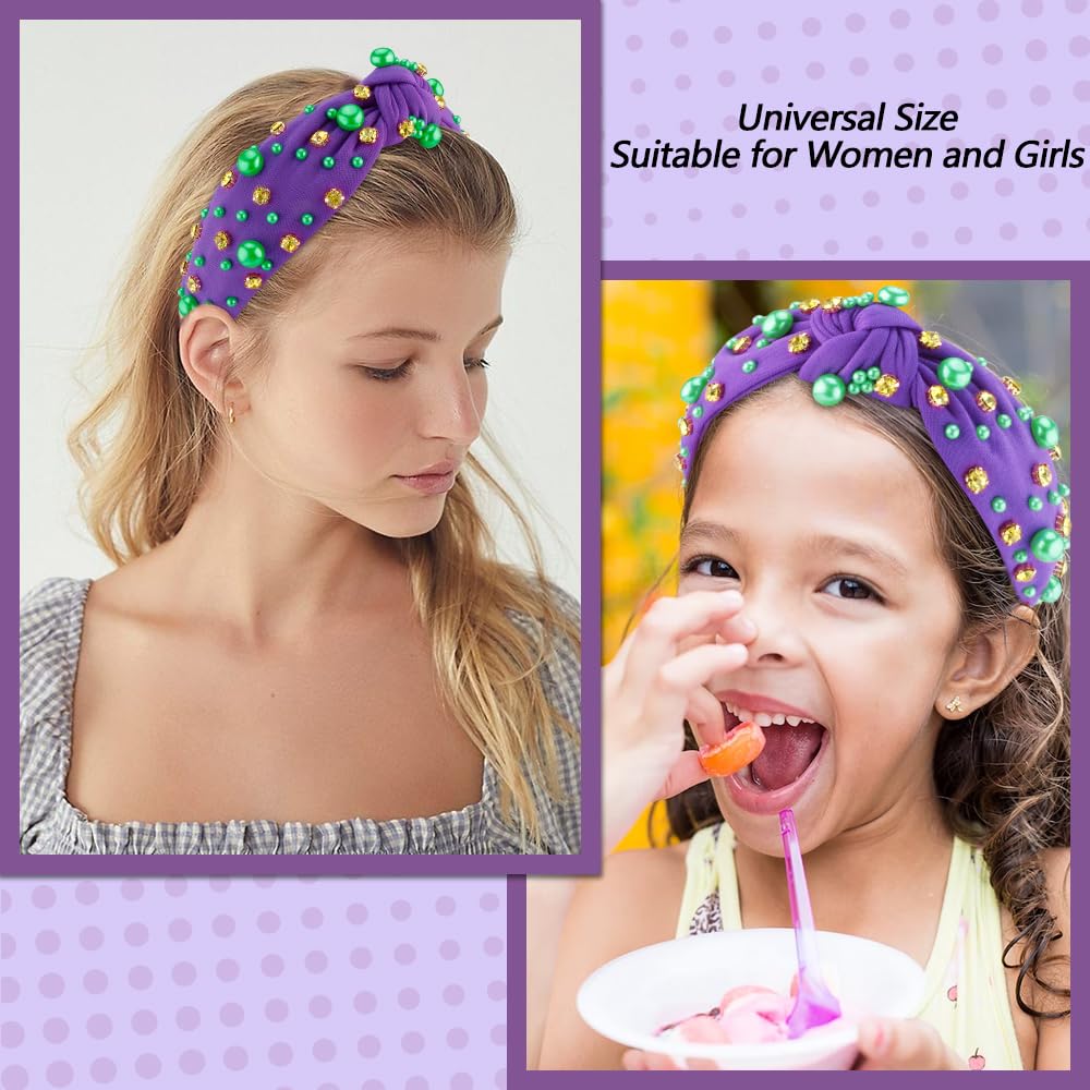 AHONEY diadema Mardi Gras, tejido suave y cierre cómodo que cuida la piel.