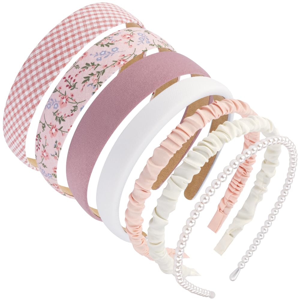 Diadema AHONEY rosa ancha, soporte suave para maquillaje diario.