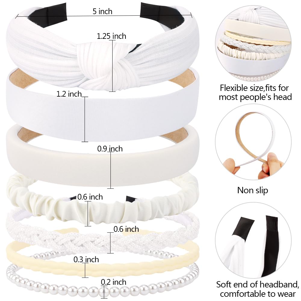 Diadema AHONEY blanca, opción ancha y delgada con ajuste universal.