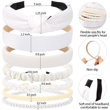 Diadema AHONEY blanca, opción ancha y delgada con ajuste universal.