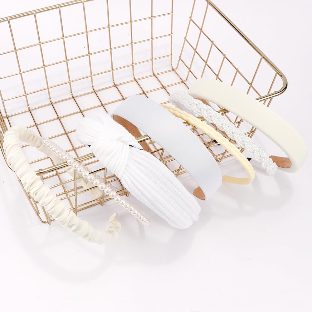 Diadema AHONEY blanca con nudo y acolchada, acabado elegante.