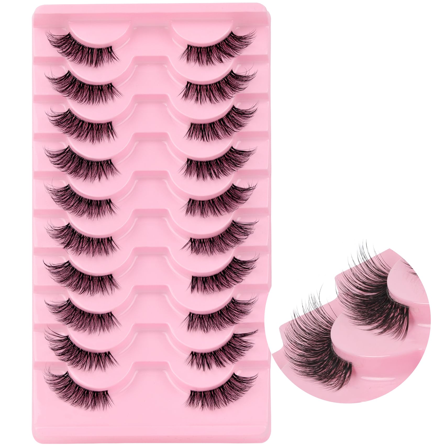Ahrikiss Half Lashes aspecto natural 10 mm, en caja para un almacenamiento cómodo.