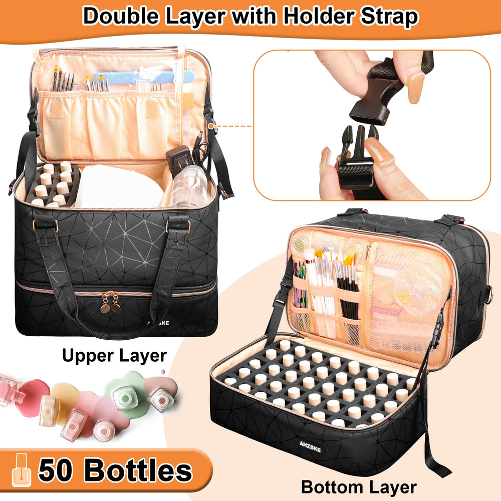 ahzske interior con separadores de velcro removibles para herramientas de uñas