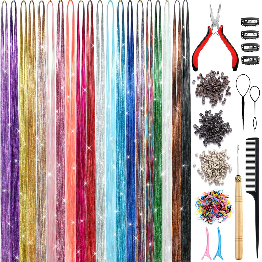 AIAIZHQH Kit de Mechas Brillantes: mechas brillantes en 20 colores para estilo versátil