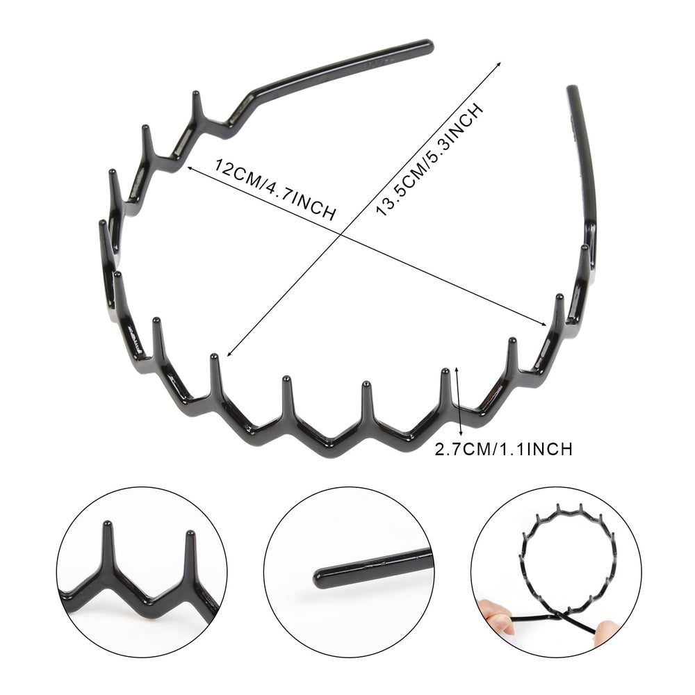 AIBFRID diadema zigzag negra mantiene el cabello recogido fácilmente