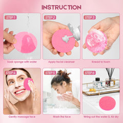 Éponge compressée AIDEA rose pour exfoliation légère sans agressivité.