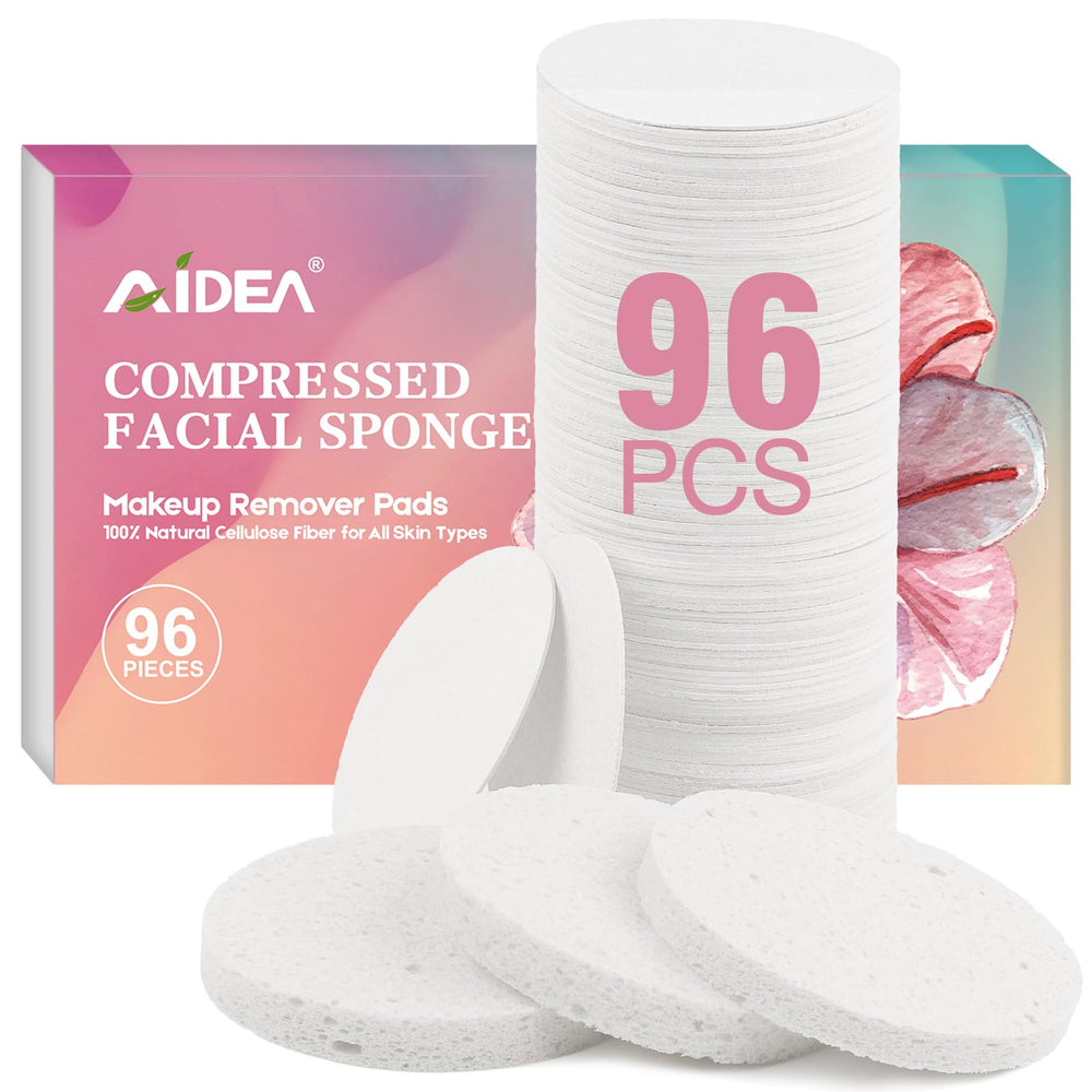 Esponjas faciales comprimidas AIDEA, 96 unidades, limpieza suave y eficaz