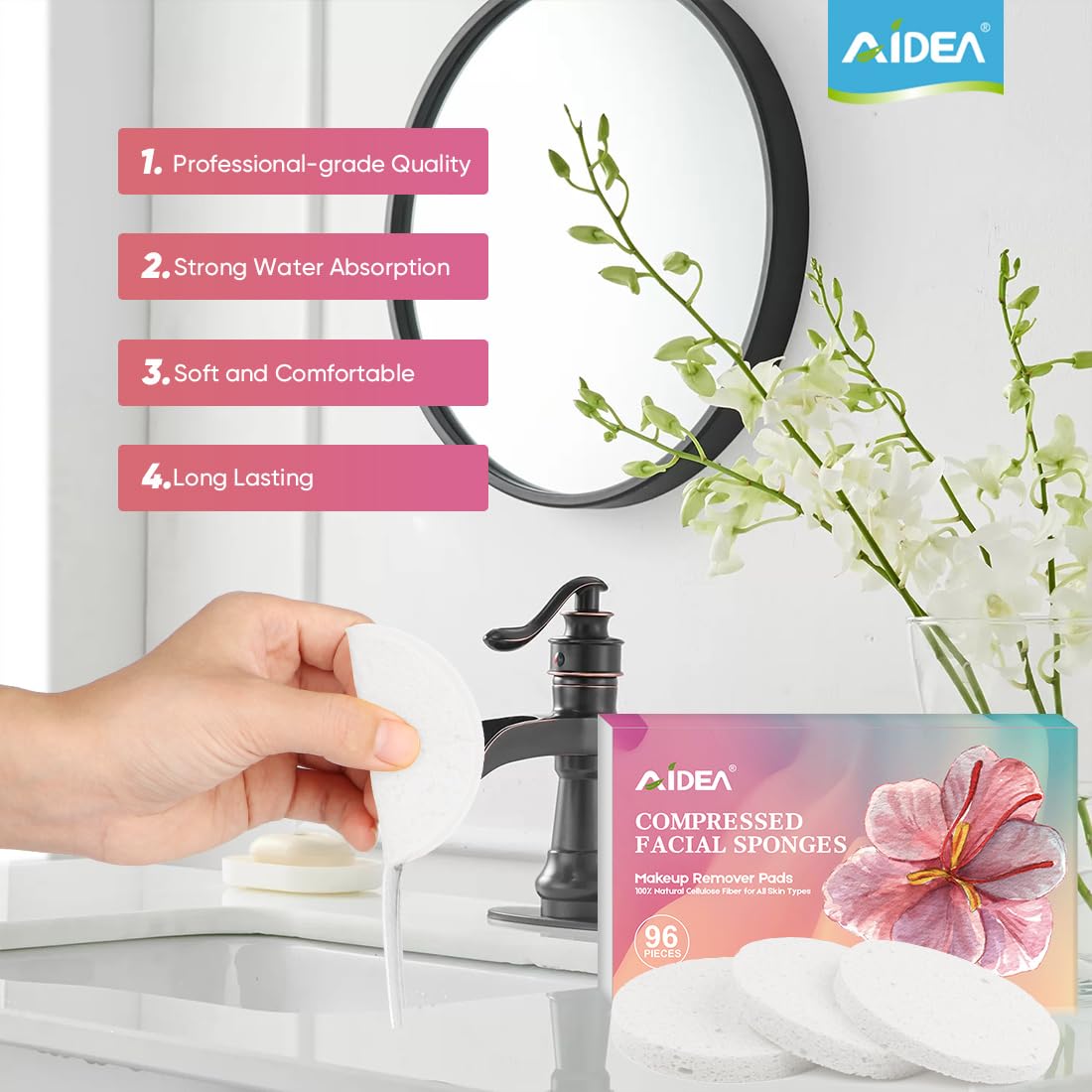 Esponjas para exfoliación ligera con AIDEA, piel suave