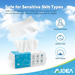 Lingettes visage AIDEA usage sec et humide, polyvalentes pour le visage et les mains.
