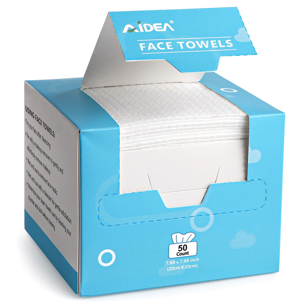 Toallas faciales desechables AIDEA en empaque de 50 unidades, práctico para viaje