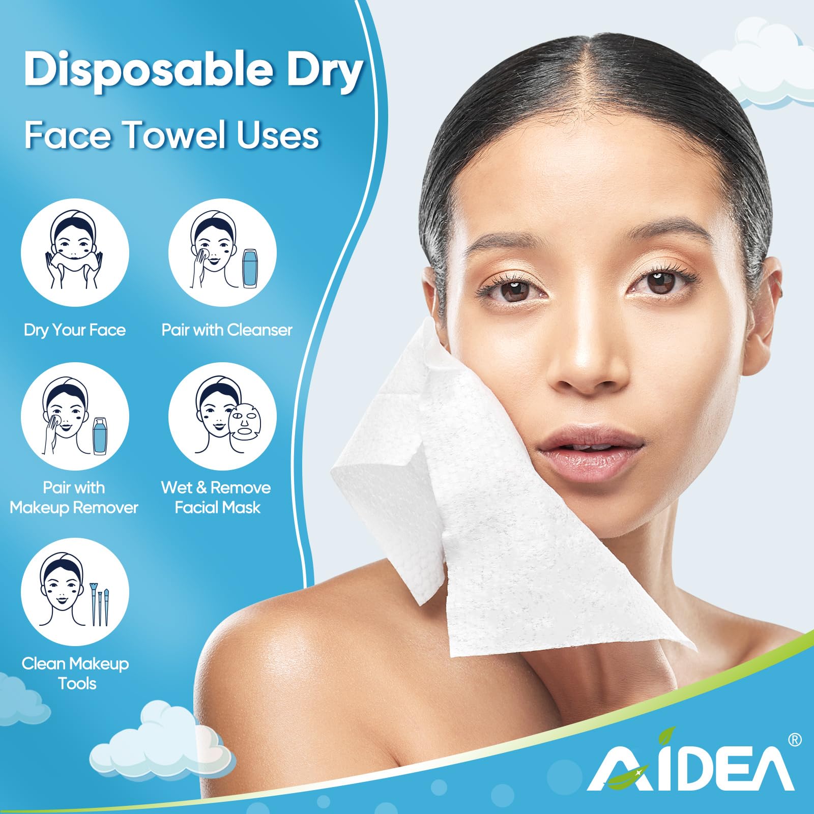 AIDEA XL toallas para maquillaje que cuidan piel sensible.