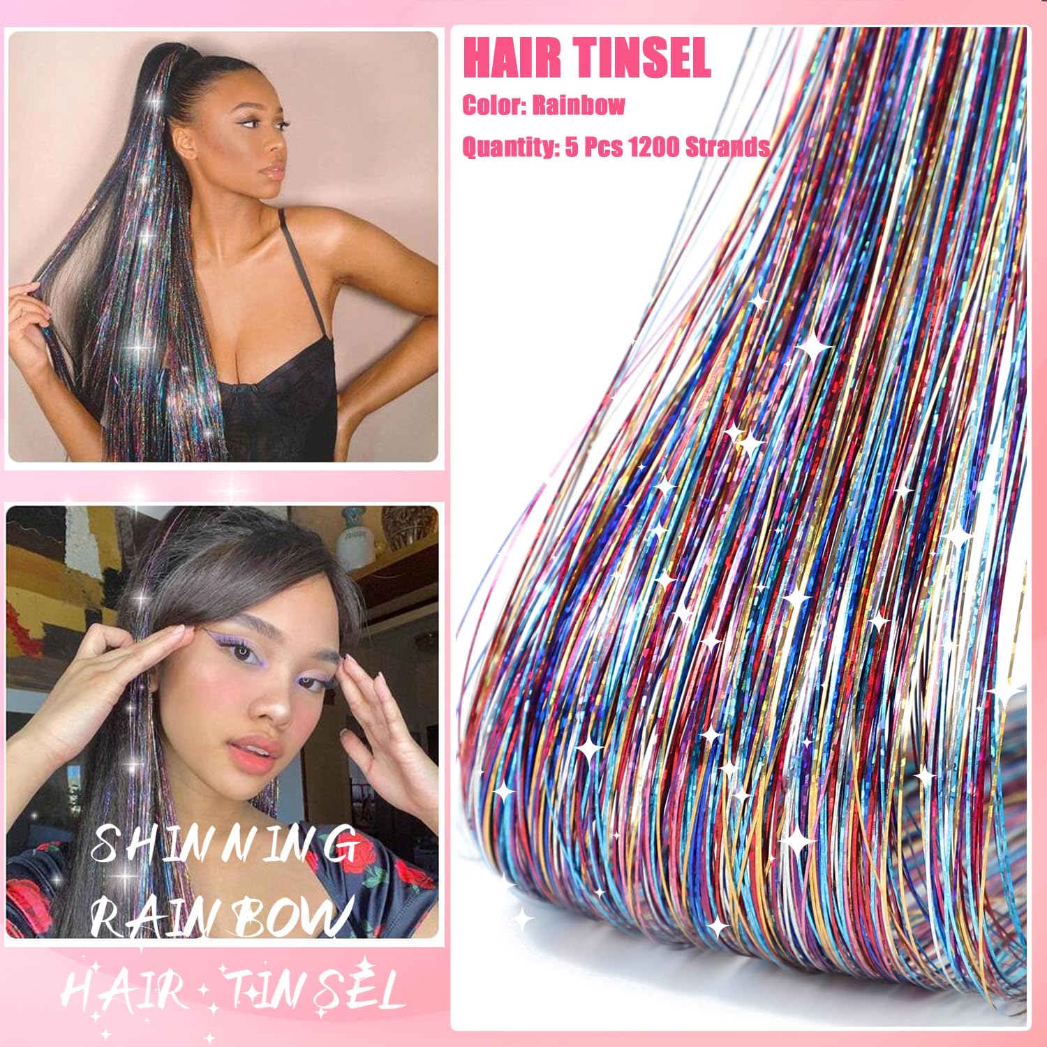 AIFIHIYI kit purpurina para cabello con accesorios para instalación rápida.
