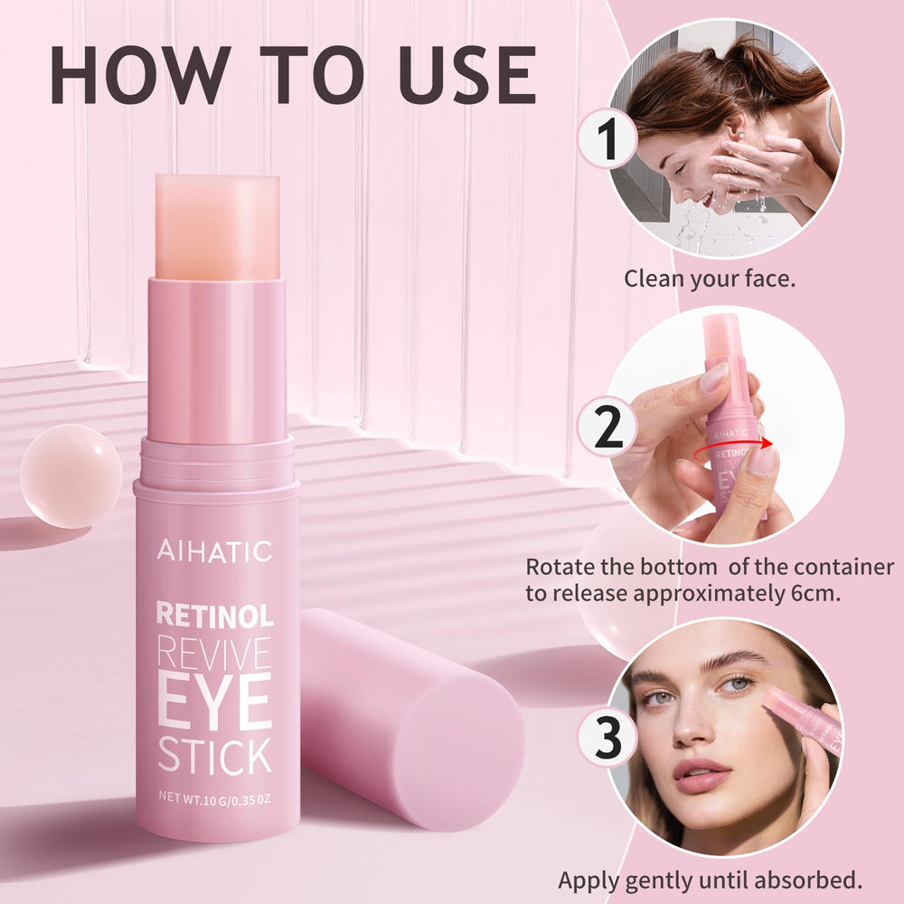Aihatic bálsamo ojos, forma de barra conveniente, perfecto para viaje y retoques.