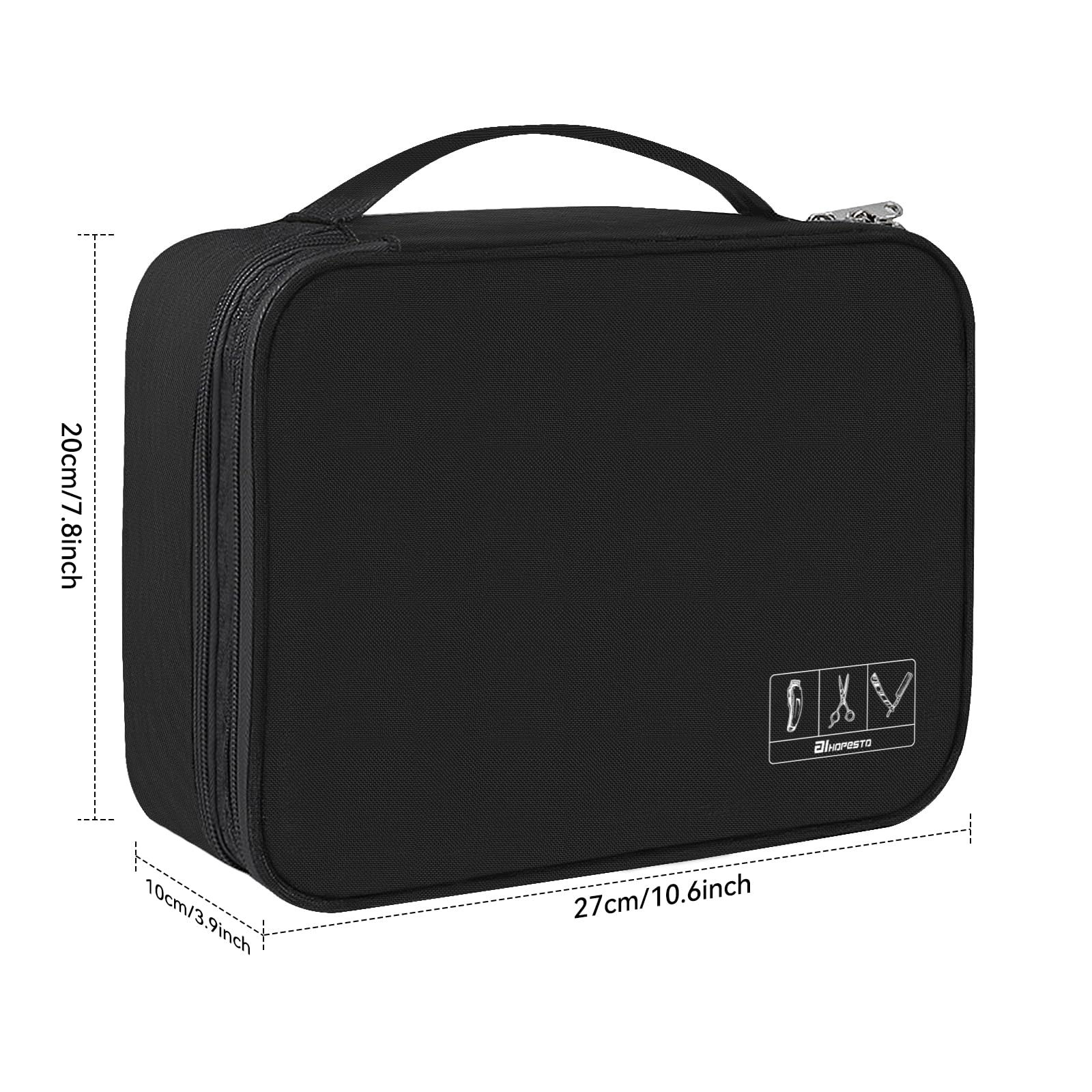 AIHOPESTO Barber Case interior organizado, con bolsillos para tijeras y clips.