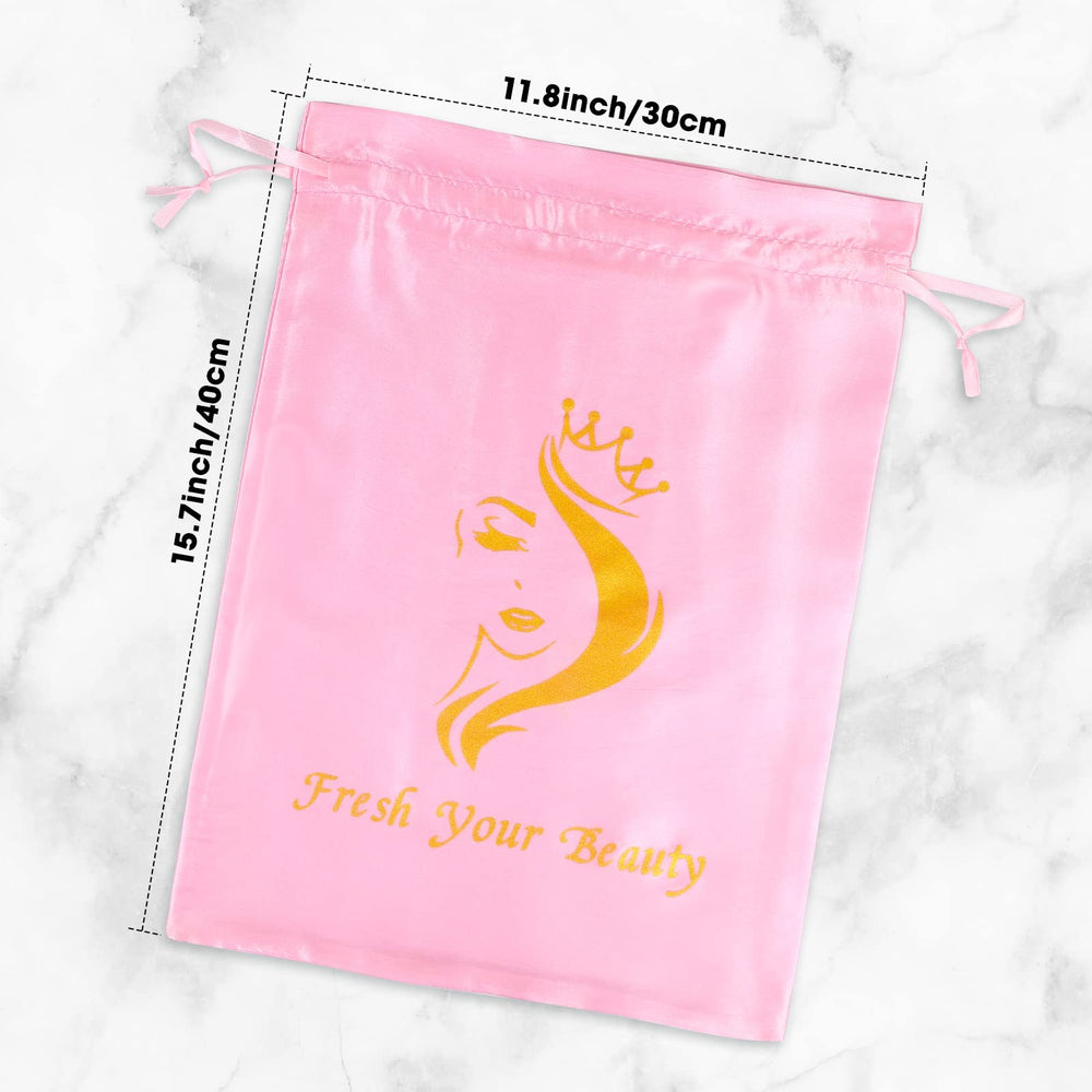 AIHOPESTO bolsas-seda-pelucas-organizador-rosa: ideal para mantener mechones y accesorios ordenados.
