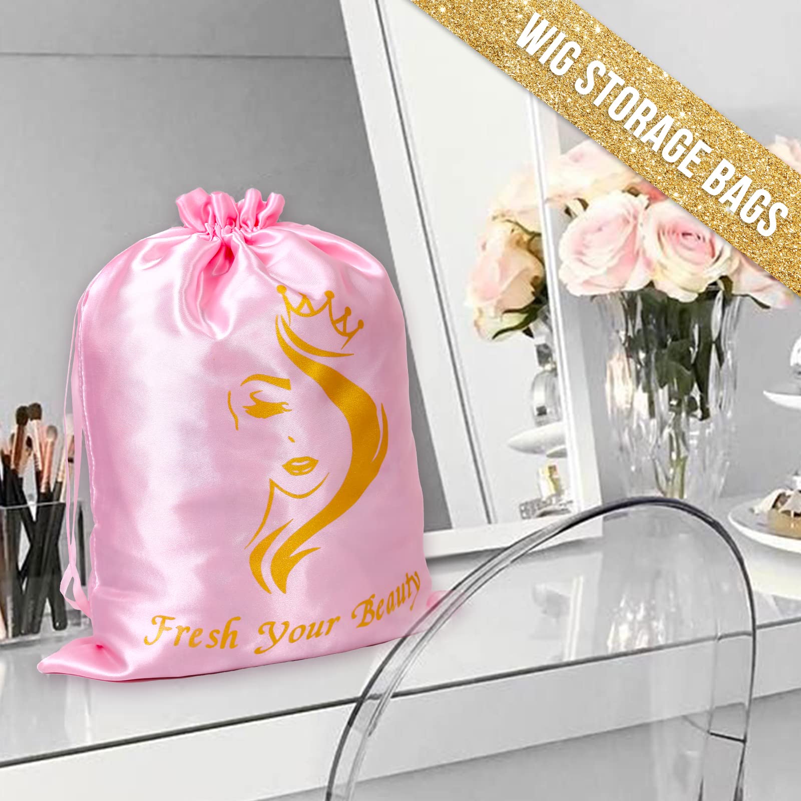 AIHOPESTO bolsas-seda-tela-seda-rosa: tejido suave que reduce la estática y cuida el cabello.