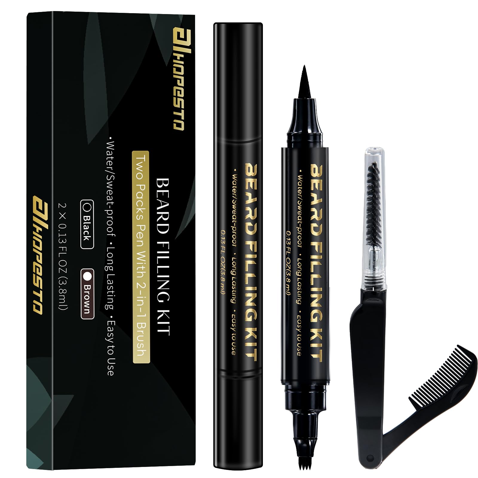 AIHOPESTO barba lapiz cuatro dientes para un delineado natural y uniforme.