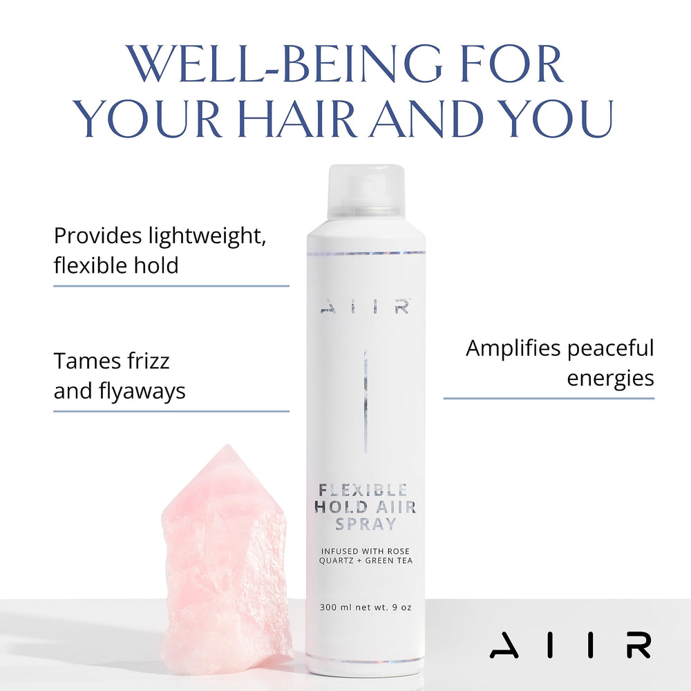 AIIR Laque Coiffante Flexible, application douce pour coiffage facile.