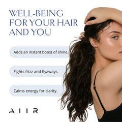 AIIR Shine Spray protege contra calor para un peinado suave.
