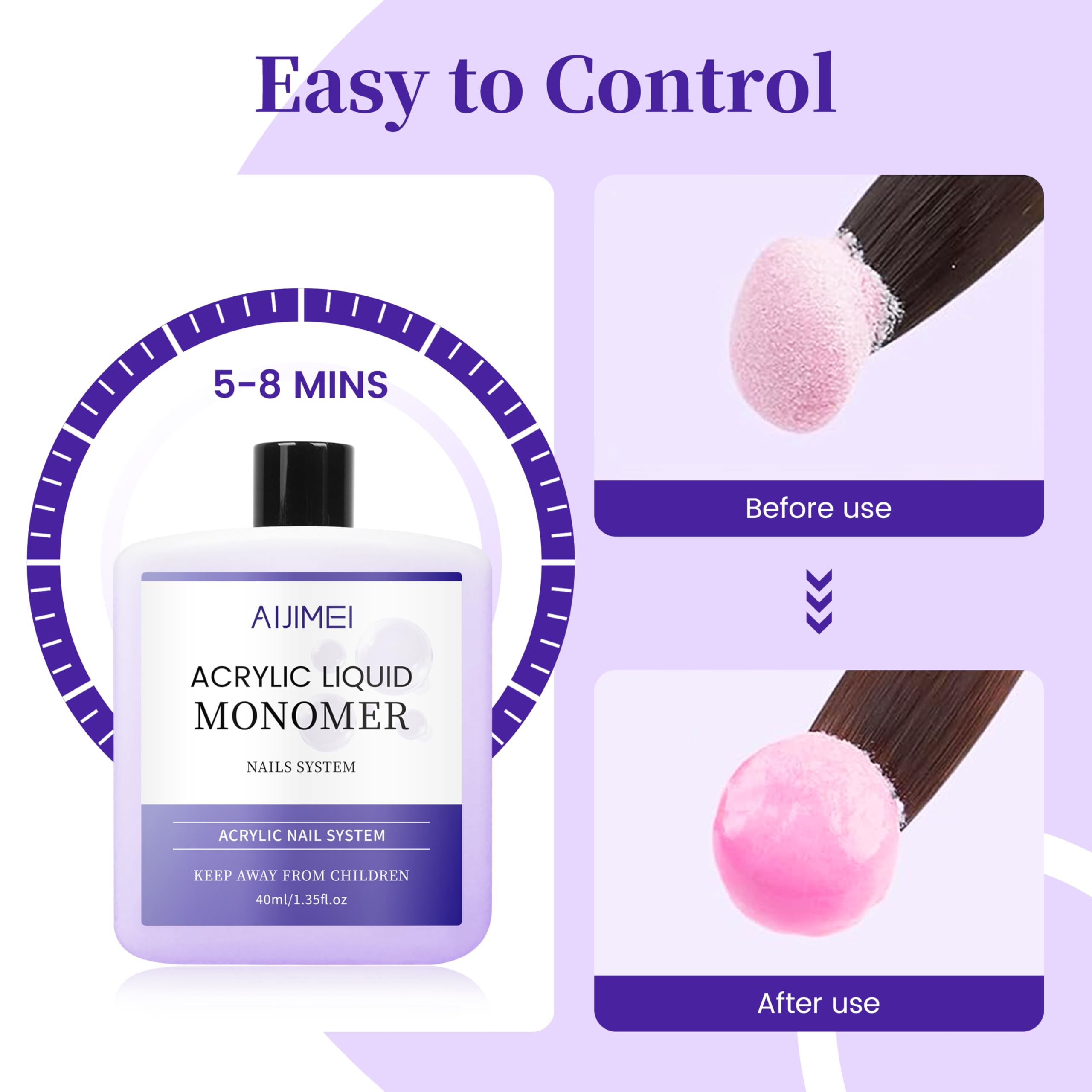 AIJIMEI líquido acrílico 40 ml, acabado claro sin amarilleo.
