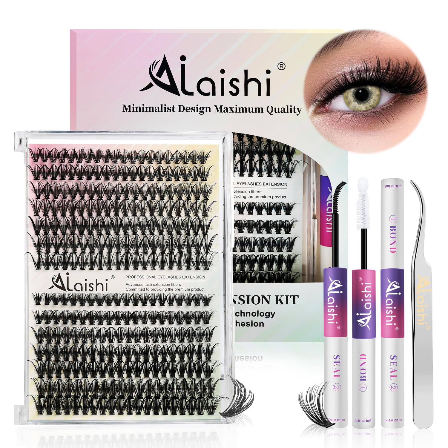 Pestañas racimos AILAISHI 9–16 mm para look natural y cómodo.